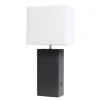 Table Lamps-Kirkland's Home Faux Leather Usb Table Lamp Black