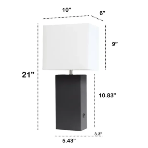 Table Lamps-Kirkland's Home Faux Leather Usb Table Lamp Black