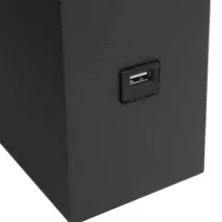 Table Lamps-Kirkland's Home Faux Leather Usb Table Lamp Black