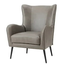Accent Chairs-Kirkland's Home Faux Leather Wingback Accent Chair Gray