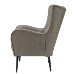 Accent Chairs-Kirkland's Home Faux Leather Wingback Accent Chair Gray
