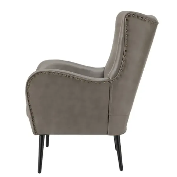 Accent Chairs-Kirkland's Home Faux Leather Wingback Accent Chair Gray