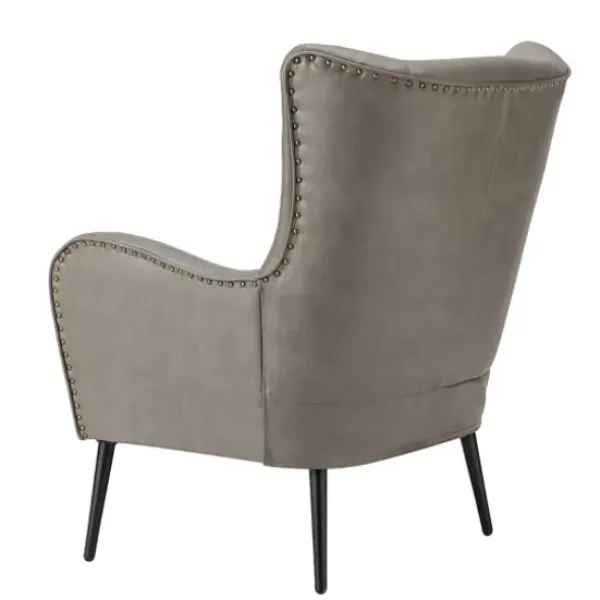 Accent Chairs-Kirkland's Home Faux Leather Wingback Accent Chair Gray