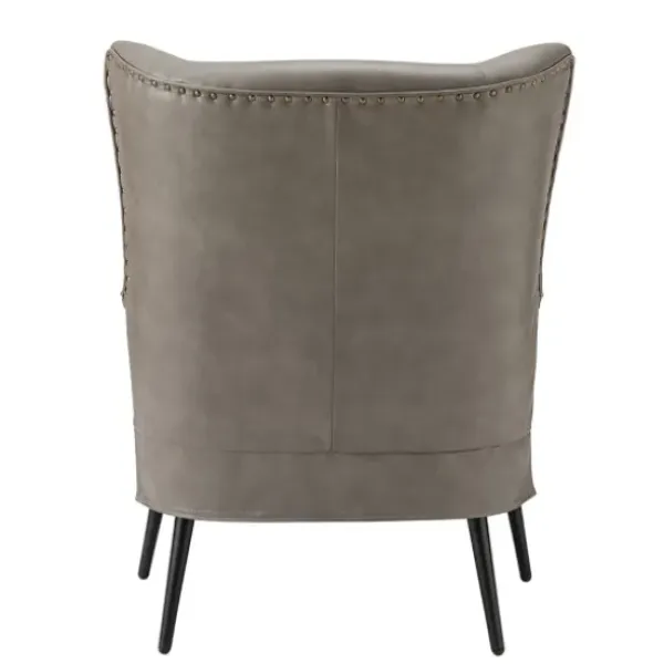 Accent Chairs-Kirkland's Home Faux Leather Wingback Accent Chair Gray