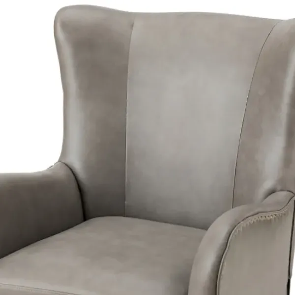 Accent Chairs-Kirkland's Home Faux Leather Wingback Accent Chair Gray