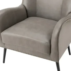 Accent Chairs-Kirkland's Home Faux Leather Wingback Accent Chair Gray