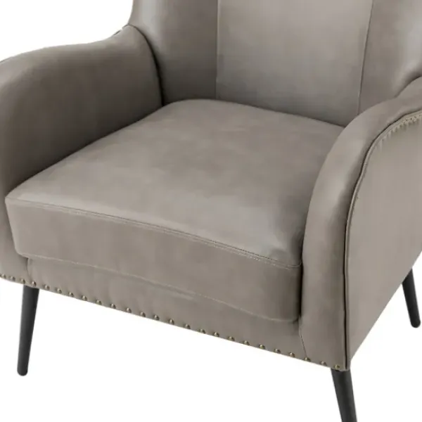 Accent Chairs-Kirkland's Home Faux Leather Wingback Accent Chair Gray