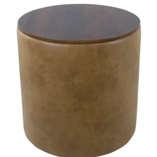 Benches & Ottomans-Kirkland's Home Faux Leather Wood Top Storage Ottoman Brown