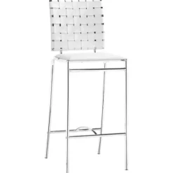 Bar Stools & Counter Height Stools-Kirkland's Home Faux Leather Woven Counter Stools, Set Of 2 White