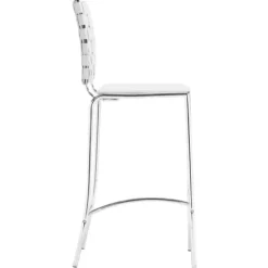 Bar Stools & Counter Height Stools-Kirkland's Home Faux Leather Woven Counter Stools, Set Of 2 White