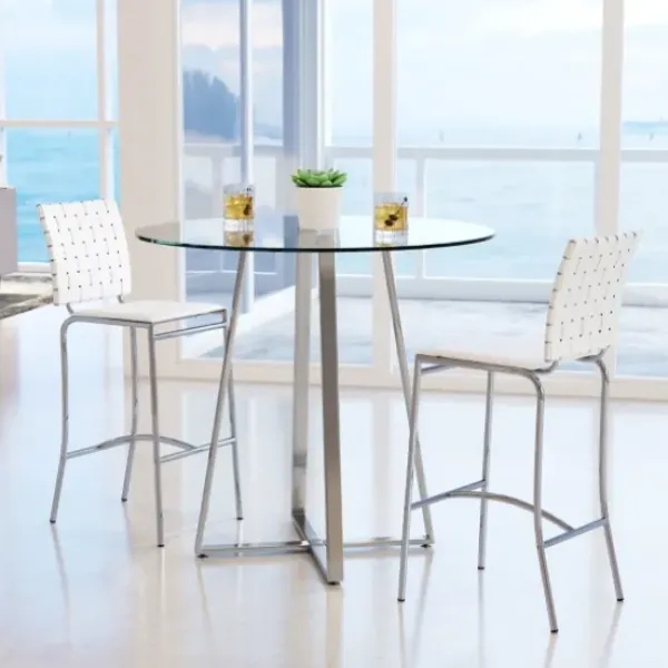 Bar Stools & Counter Height Stools-Kirkland's Home Faux Leather Woven Counter Stools, Set Of 2 White