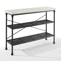 Console Tables-Kirkland's Home Faux Marble Top 3-Tier Melody Console Table Black