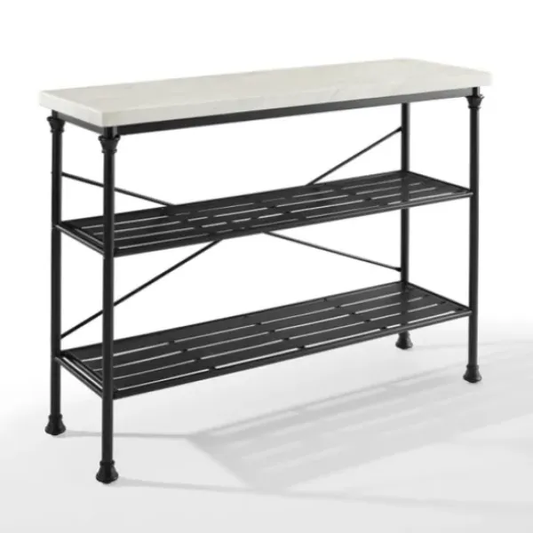 Console Tables-Kirkland's Home Faux Marble Top 3-Tier Melody Console Table Black