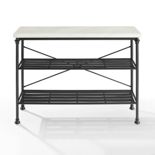 Console Tables-Kirkland's Home Faux Marble Top 3-Tier Melody Console Table Black