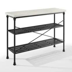 Console Tables-Kirkland's Home Faux Marble Top 3-Tier Melody Console Table Black