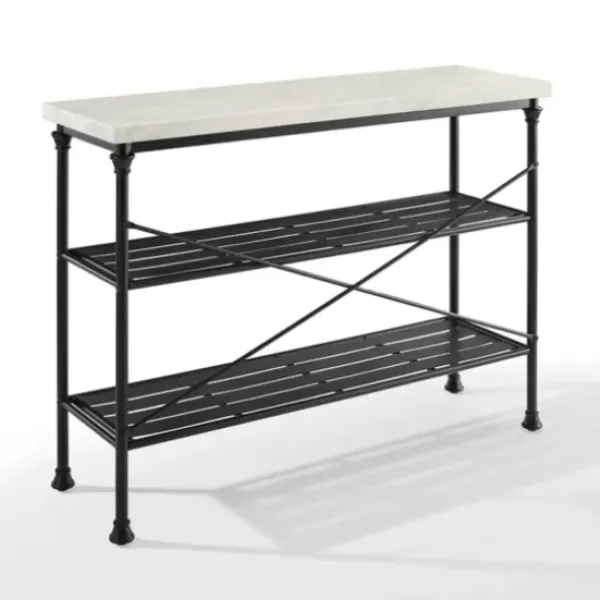 Console Tables-Kirkland's Home Faux Marble Top 3-Tier Melody Console Table Black