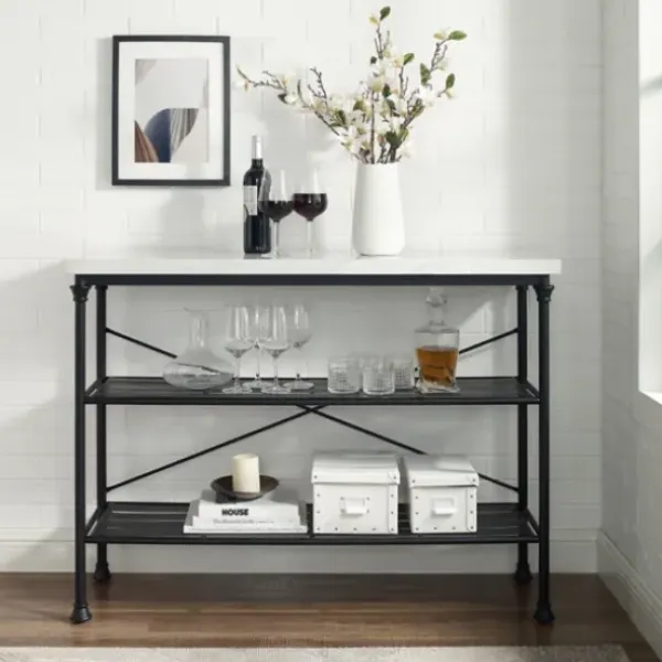 Console Tables-Kirkland's Home Faux Marble Top 3-Tier Melody Console Table Black