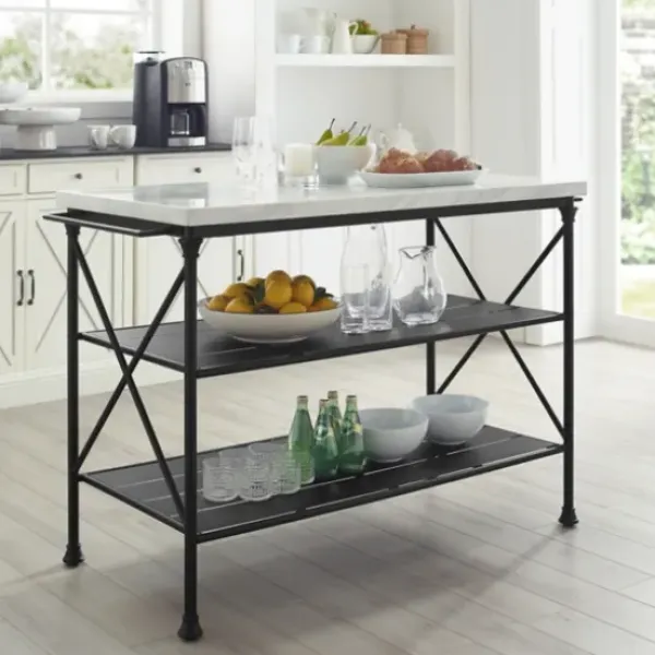Kitchen Islands & Bar Carts-Kirkland's Home Faux Marble Top 3-Tier Melody Kitchen Island