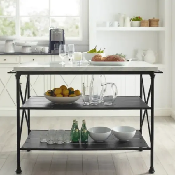 Kitchen Islands & Bar Carts-Kirkland's Home Faux Marble Top 3-Tier Melody Kitchen Island