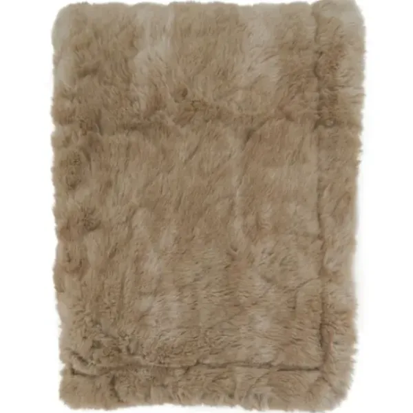 Blankets & Throws-Kirkland's Home Faux Mink Fur Throw Tan