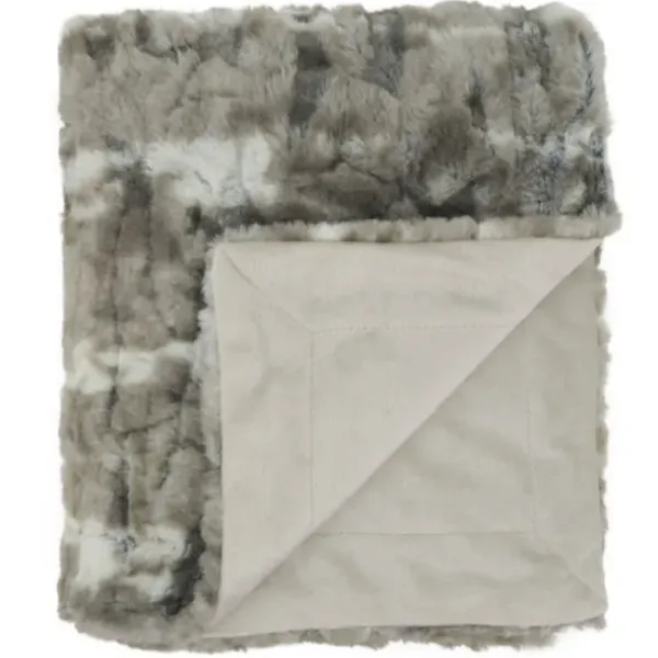 Blankets & Throws-Kirkland's Home Faux Mink Fur Throw Gray