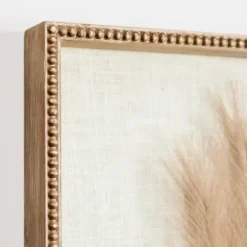 Wall Plaques-Kirkland's Home Faux Pampas Grass Beaded Frame Wall Plaque Tan