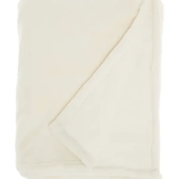 Blankets & Throws-Kirkland's Home Faux Sheared Mink Throw Ivory