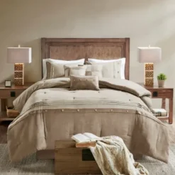 Comforters-Kirkland's Home Faux Suede 7-Pc. King Comforter Set Tan