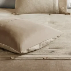 Comforters-Kirkland's Home Faux Suede 7-Pc. King Comforter Set Tan
