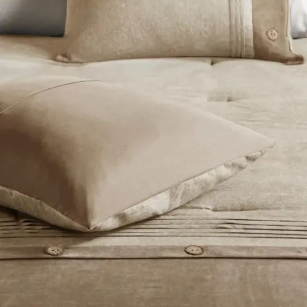 Comforters-Kirkland's Home Faux Suede 7-Pc. King Comforter Set Tan