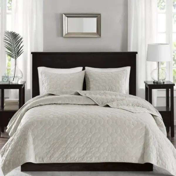 Bedspreads & Coverlets-Kirkland's Home Faux Velvet California King 3-Pc. Coverlet Set White