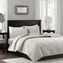Bedspreads & Coverlets-Kirkland's Home Faux Velvet California King 3-Pc. Coverlet Set White