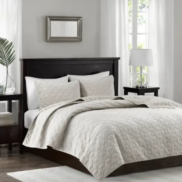 Bedspreads & Coverlets-Kirkland's Home Faux Velvet California King 3-Pc. Coverlet Set White