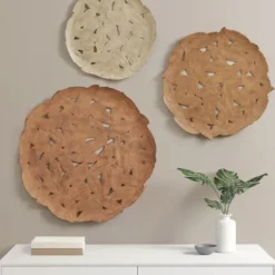 Wall Plaques-Kirkland's Home Feathers Collage 3-Pc. Wall Plaque Set Tan/Brown