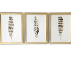 Framed Art-Kirkland's Home Feathers Framed Art Prints, Set Of 3 White/Brown