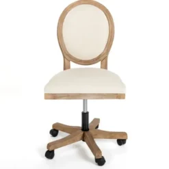 Office Furniture-Kirkland's Home Felix Upholstered Swivel Office Chair Ivory