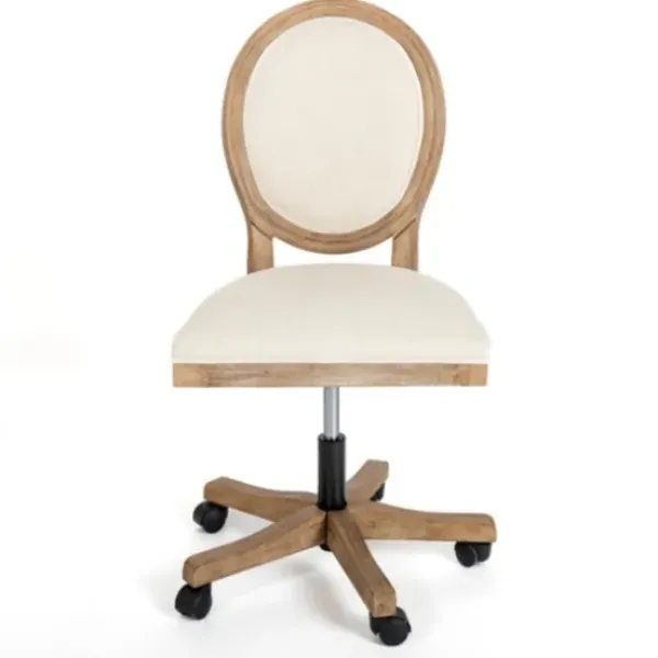 Office Furniture-Kirkland's Home Felix Upholstered Swivel Office Chair Ivory