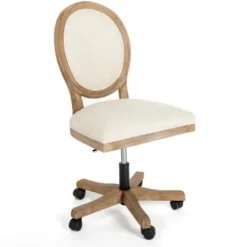 Office Furniture-Kirkland's Home Felix Upholstered Swivel Office Chair Ivory