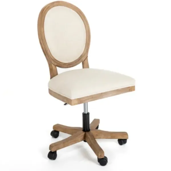Office Furniture-Kirkland's Home Felix Upholstered Swivel Office Chair Ivory