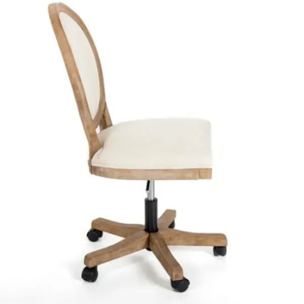 Office Furniture-Kirkland's Home Felix Upholstered Swivel Office Chair Ivory