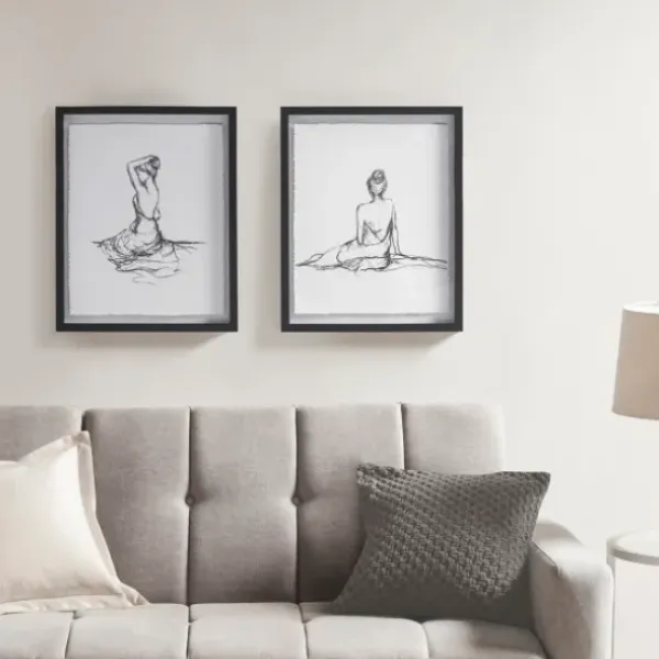 Framed Art-Kirkland's Home Feminine Figures Framed Art Prints, Set Of 2 Black/White