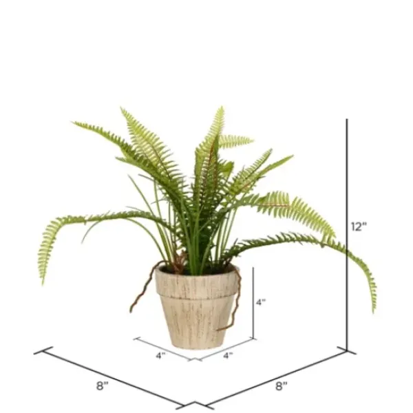 Arrangements & Greenery-Kirkland's Home Fern Bush In Distressed Ivory Planter Green
