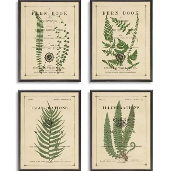Framed Art-Kirkland's Home Fern Illustrations Framed Art Prints, Set Of 4 Green/Brown