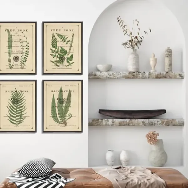 Framed Art-Kirkland's Home Fern Illustrations Framed Art Prints, Set Of 4 Green/Brown