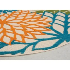 Outdoor Rugs-Kirkland's Home Fern Leaves Indoor/Outdoor Area Rug, 2X7 Blue