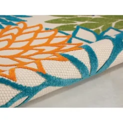 Outdoor Rugs-Kirkland's Home Fern Leaves Indoor/Outdoor Area Rug, 2X7 Blue
