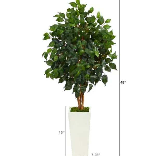 Trees & Topiaries-Kirkland's Home Ficus Tree In Mossy Tower Planter