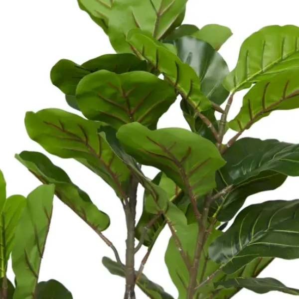 Trees & Topiaries-Kirkland's Home Fiddle Leaf Fig In Ribbed Rock Planter