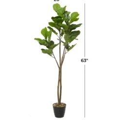 Trees & Topiaries-Kirkland's Home Fiddle Leaf Fig In Ribbed Rock Planter