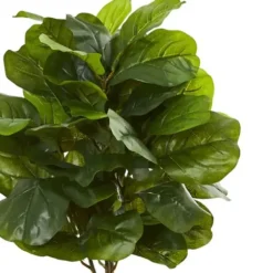 Trees & Topiaries-Kirkland's Home Fiddle Leaf Fig In White Tower Planter